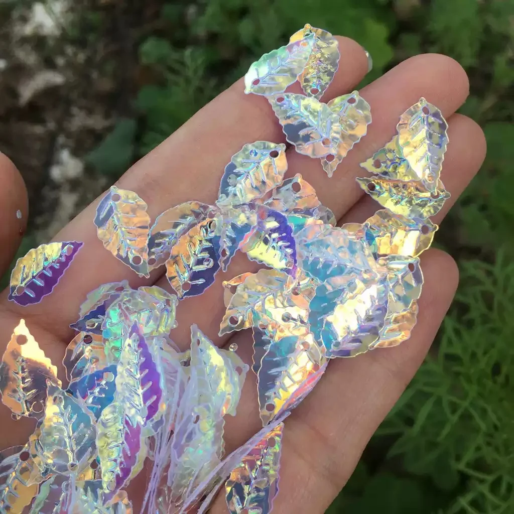 50g Leaf Shape Sequins 9x16mm with Two Holes,Fashion Sequins for Clothing shot hat DIY Craft,Apparel Trimming loosen sequins