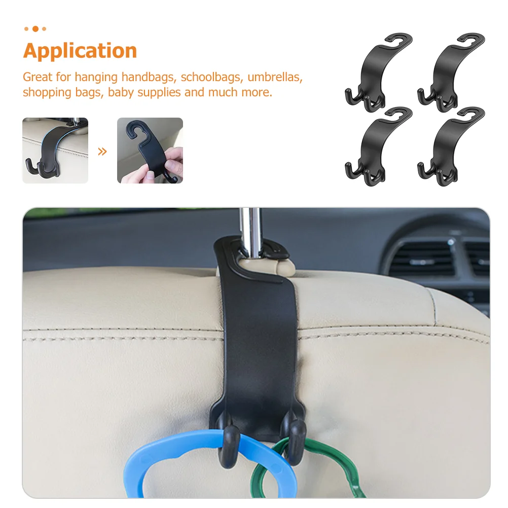 4 Pcs Coat Hanger Back Seat Car Hook 126X46cm Abs Purse Hooks for Headrest Hangers