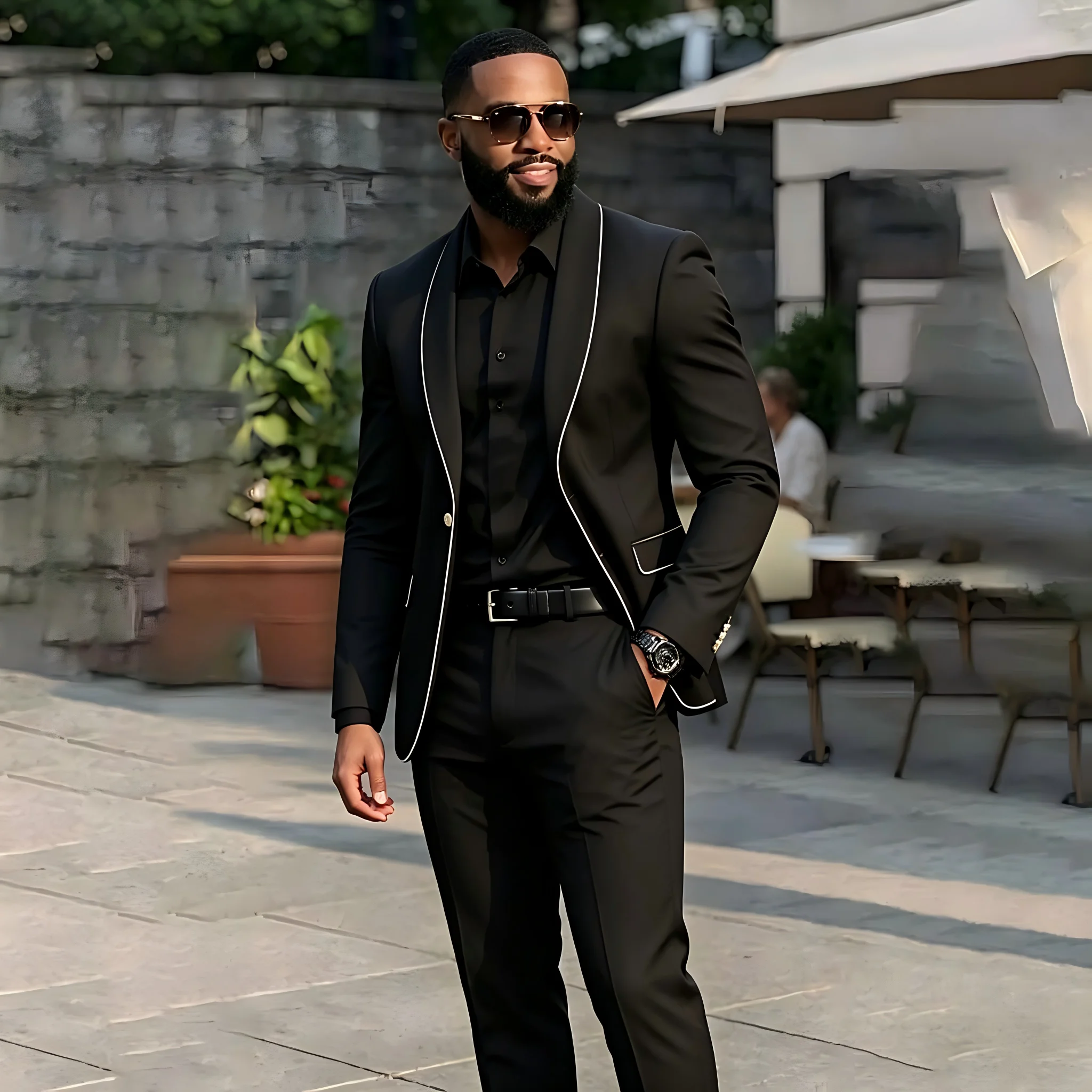 

Handsome Black 2 Pieces Business Casual Suits Fashion Formal Best Men Wedding Groom Wear Blazer Set Tuxedos Trajes De Hombre