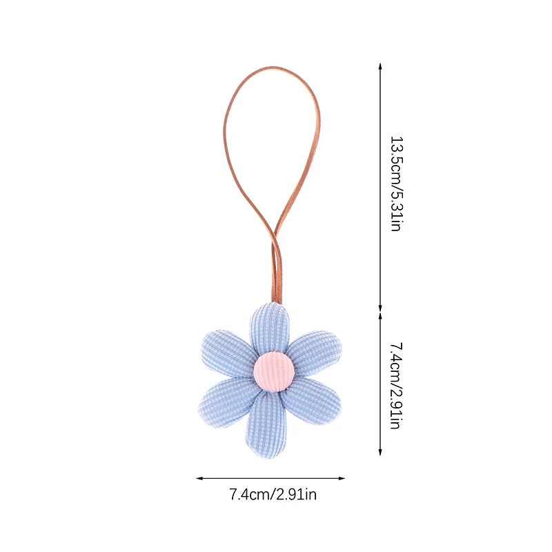 3D Color Six-petal Flower Name Sticker Pendant Fabric Flower Doll Anti-lost Lanyard Luggage Tag Charm Keychain Bag Decor Toys