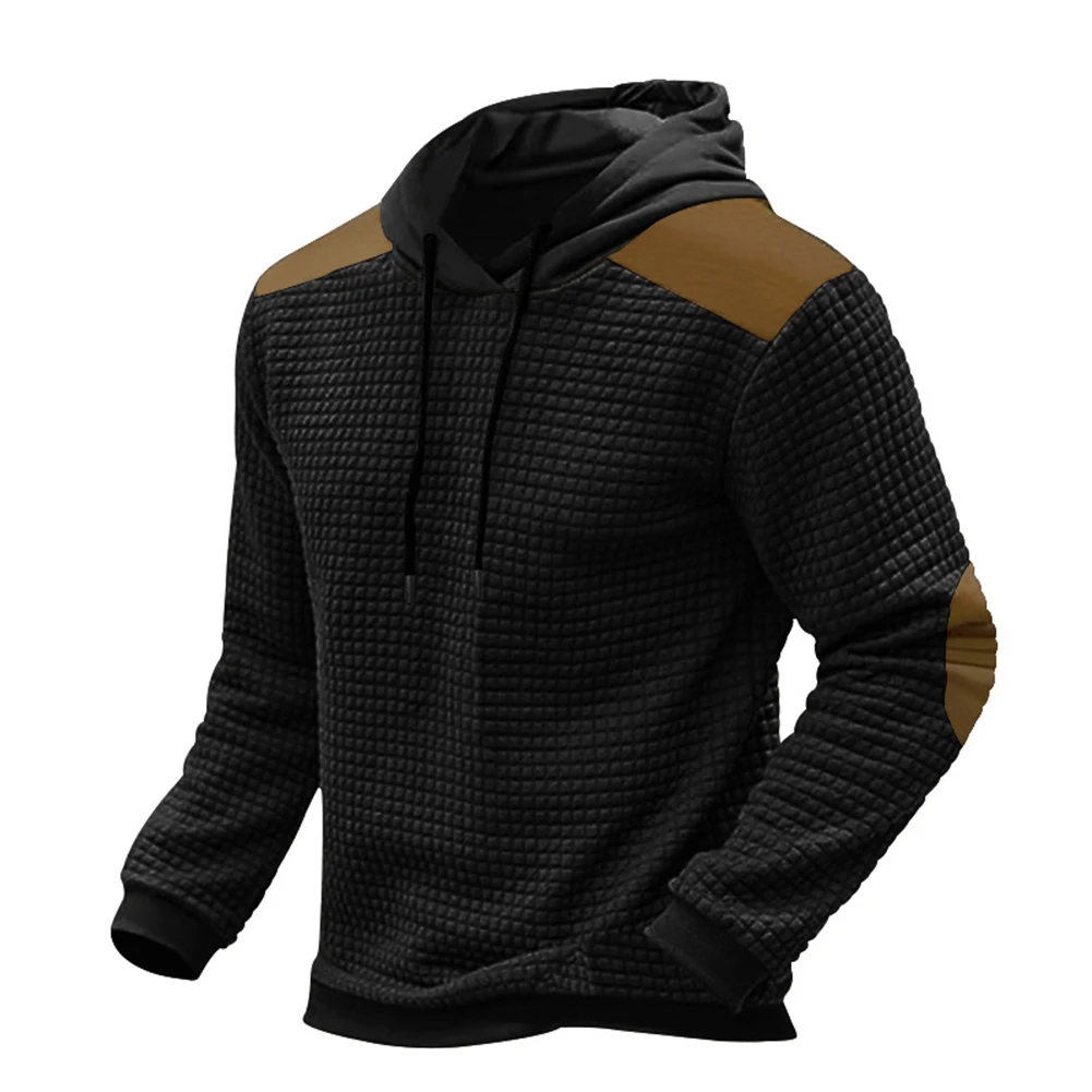 

New Men's Hooded Sweatshirts Fashion Patchwork Hoodies Splice Basics Tops Casual Sports Male Pullovers
