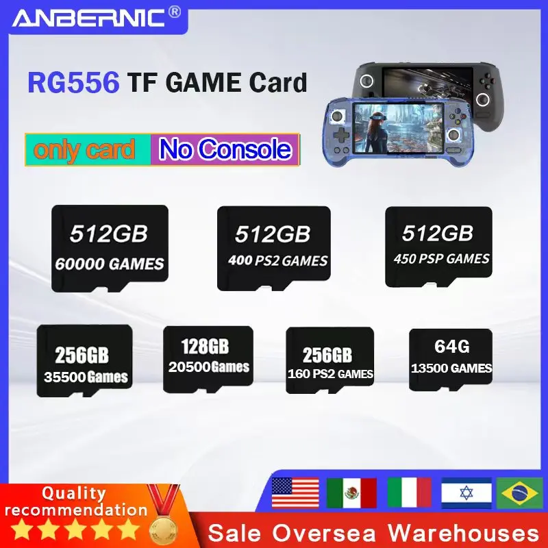 FOR ANBERNIC RG556 TF Card Portable PS2 Handheld Game Console Memory Card 61000Games PS2 PSP 512G 256G Classic Game Simulator