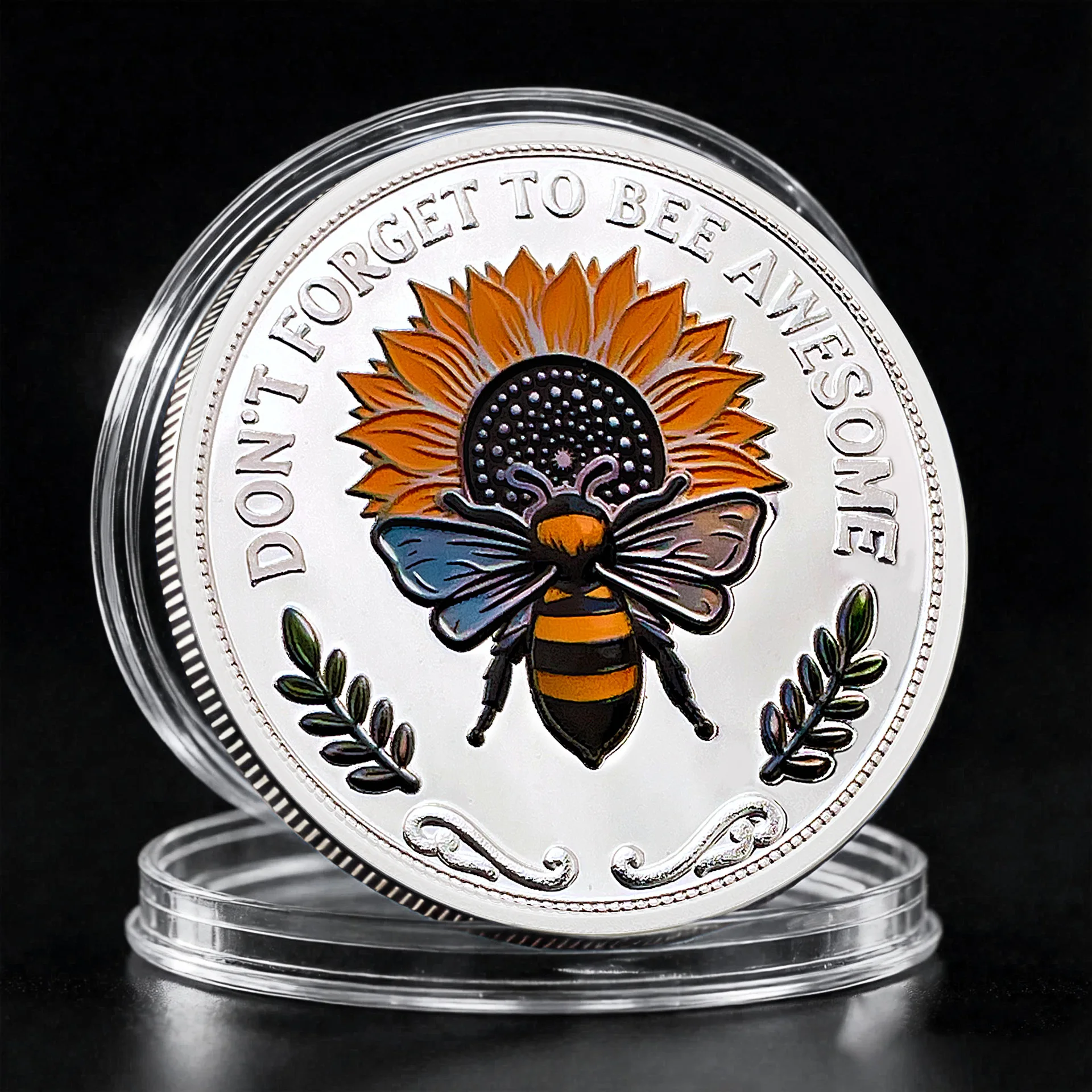 Bee Kind Bee Positive Commemorative Coin Souvenir Inspirational Bee Sunflower Challenge Coin, Motivational Gift