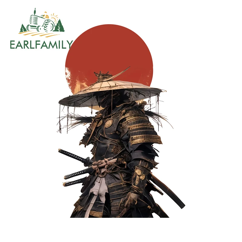 EARLFAMILY Samurai Car Stickers Fashionable Ink Wash Style Skateboard Laptop Occlusion Scratch Waterproof Vinyl JDM Decals