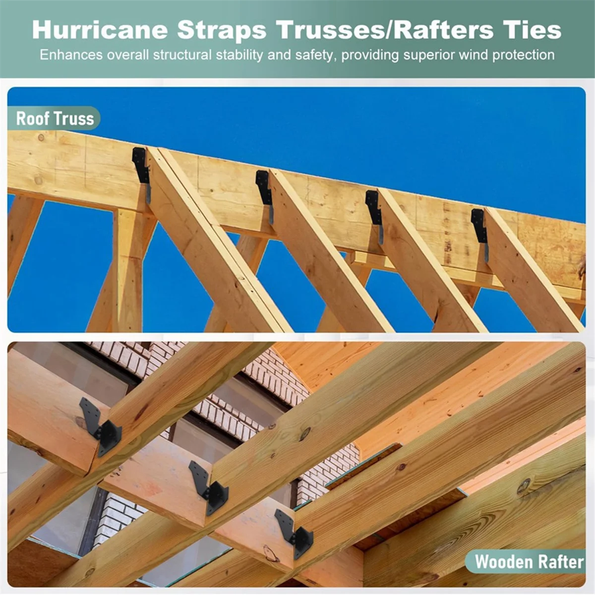 

2025+30 Pack Heavy Duty Hurricane Ties -Coated, Hurricane Straps Trusses/Rafters Ties, Tie Brackets Joist Hangers