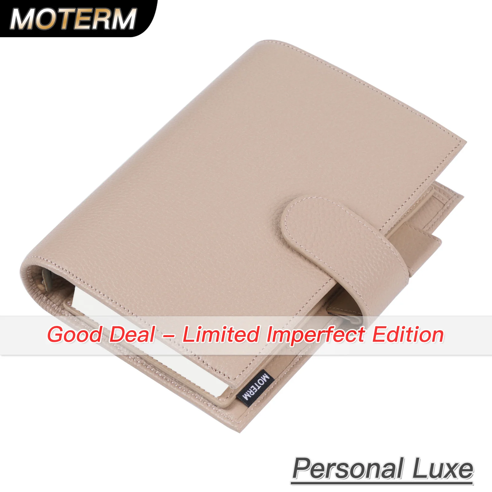 Limited Imperfect Moterm Luxe 2.0 Personal Size Planner with 30 MM Rings Binder Genuine Pebbled Grain Leather Notebook Diary