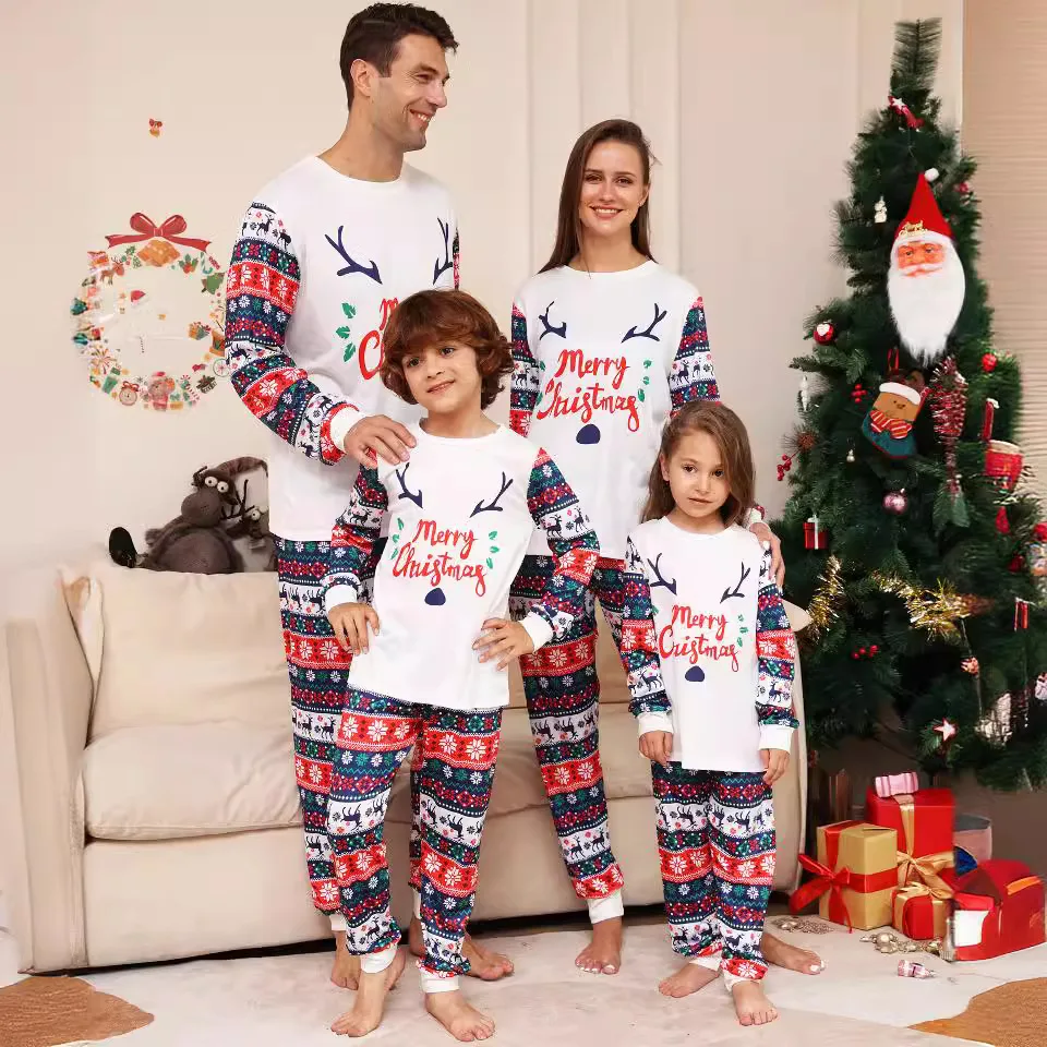 

Christmas Matching Outfits For Family Elk Ear Homewear Baby Romper Adults Kids Clothing Set Pajamas Xmas Look New Year Outfits