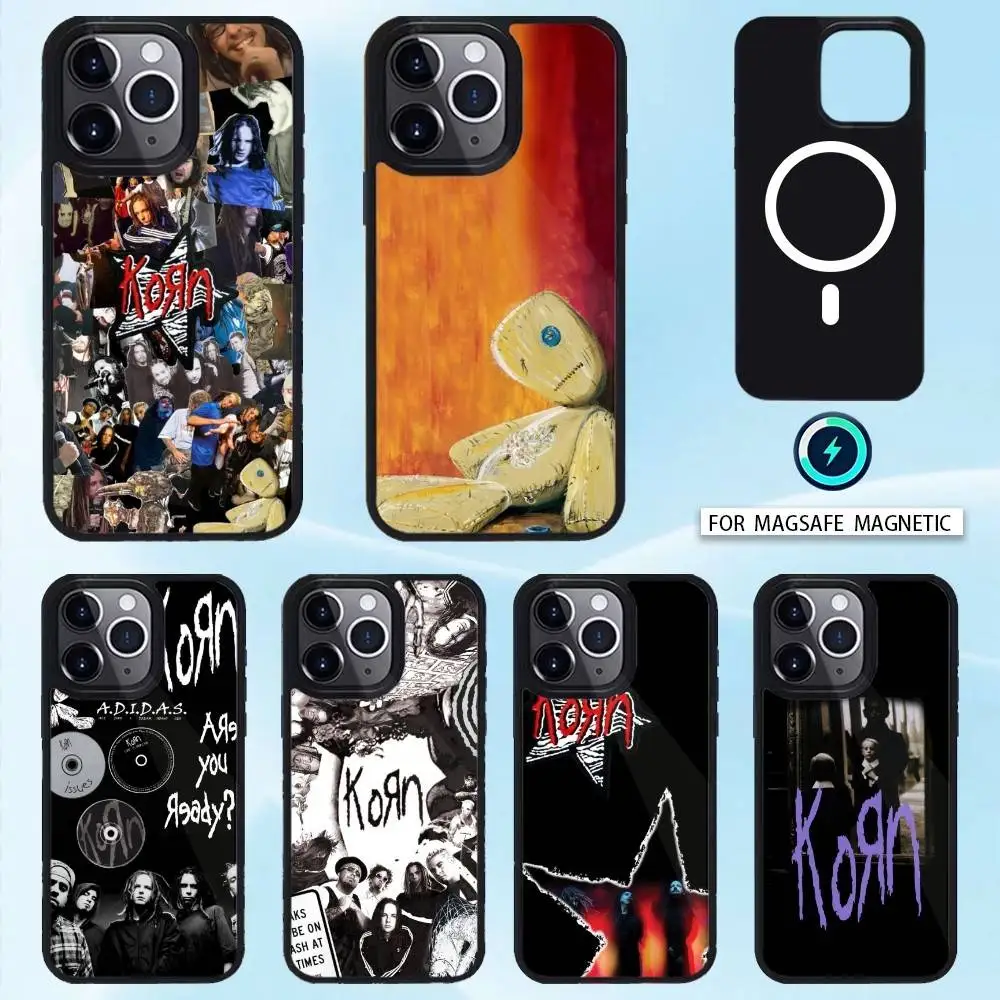 

Metal Band K-Korn-Blind Phone Case Magnetic For iPhone16 15 14 13 12 Pro Max For Magsafe Wireless Charging Cover