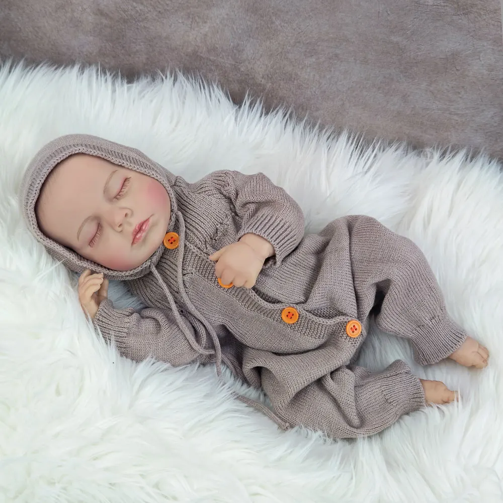 

20 дюймов, 50 см, полуклей, закрытые глаза, кукла реборн с 3D-краской, живая кожа, тканевое тело для новорожденных, милый детский подарок на день рождения