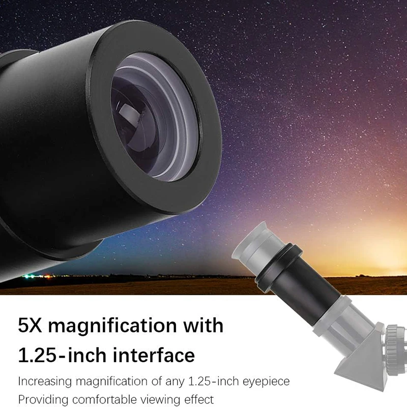 1.25'' Telescope 5X Barlow Lens Black Metal M42 x 0.75mm Thread Pitch Lens for Astronomical Photography Fully Multi Coated