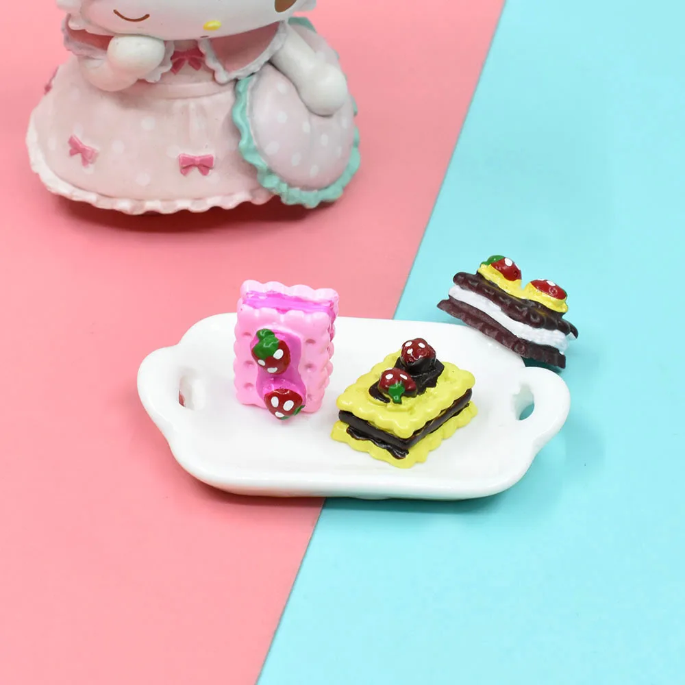 

8pcs Food Decor Home Miniature Fake Ice Cream Cake Accessories Children Candy Toy Simulation Fruit Cake Decoration