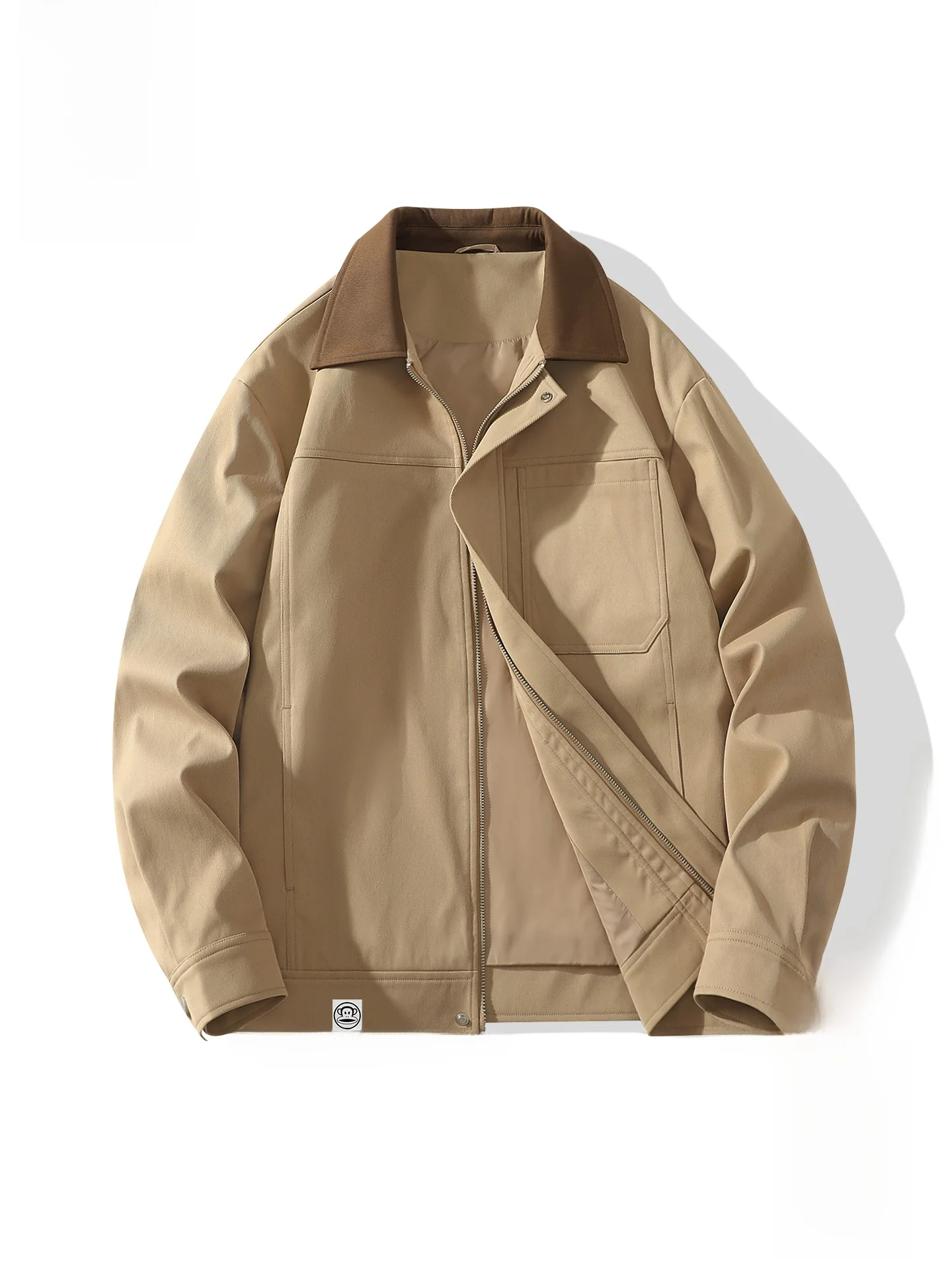 

Мужская куртка Barn Sle с текстурной поверхностью, цветными блоками, в американском ретро-стиле, на молнии, с длинными рукавами, повседневная верхняя одежда