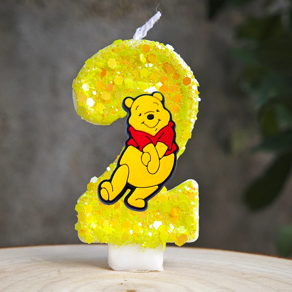 Niedliche Winnie The Pooh Kerzen Mottoparty Nummer 0-9 Kindergeburtstag Party Tortenaufsatz Babyparty Dekoration für Partyzubehör