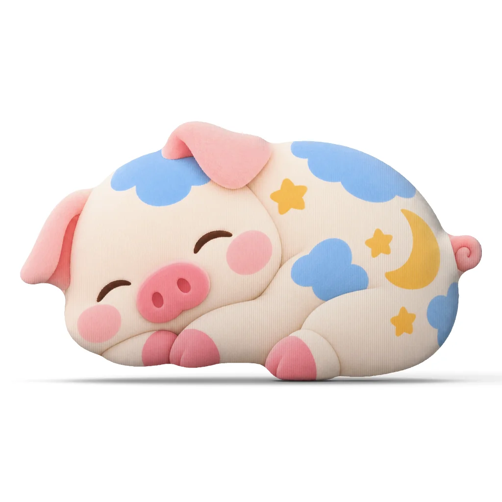 Cute Sleeping Pig Shaped Pillow Moon and Stars Decorative Stuffed Cushion Animal Throw Pillow Sofa Bedroom Home Decor Gift