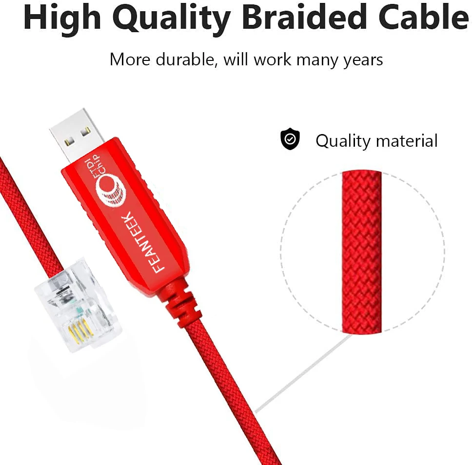 FEANTEEK APC Serial Cable USB To RJ12 Cable FTDI Serial Converter For APC part # 940-0144  AP77XX AP78XX AP79XX AP86XX