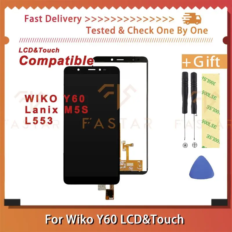 

5.45" Tested For WIKO Y60 Lanix M5S LCD Display Touch Digitizer Assembly Replace Repair mobile phone Screen l553 Y60 lcd