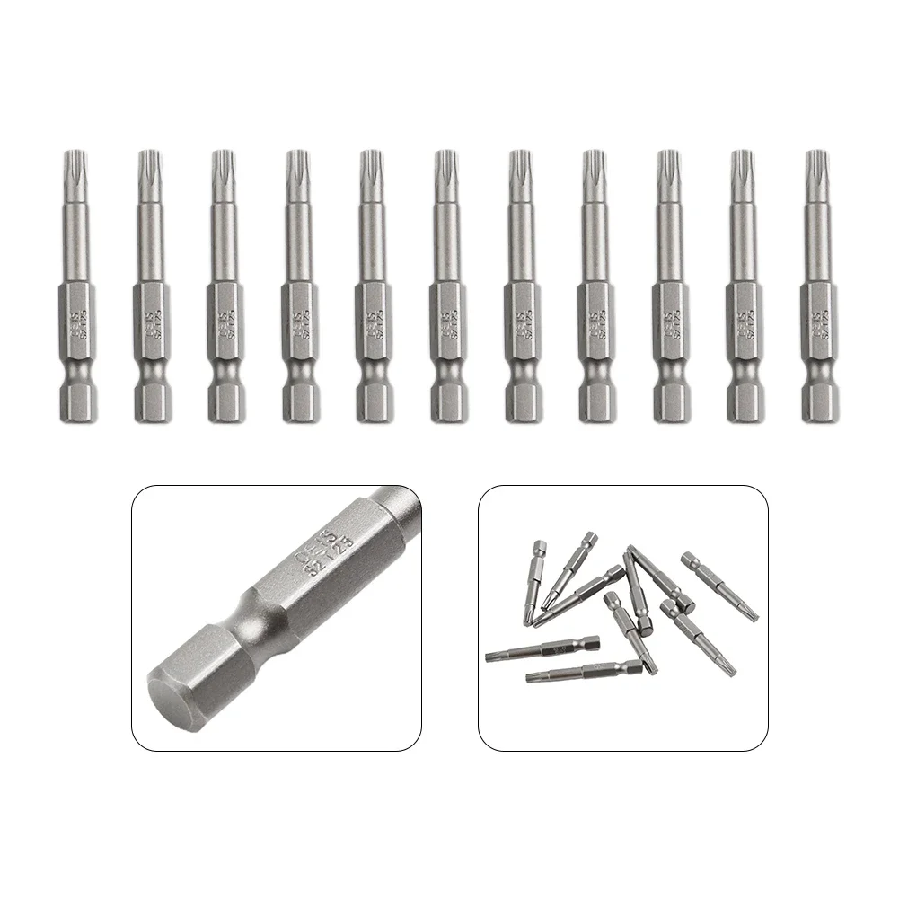 Long Lasting Torx Screwdriver Bit Set for Hexagon Screws 10Pcs 50mm Length Alloy Steel T25 6 35mm Hexagon Handle