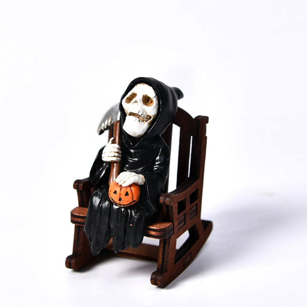 1 шт., миниатюрный декор ведьмы из смолы Grim Reaper-Кресло-качалка на Хэллоуин, вечерние украшения для дома, рабочего стола, автомобиля, фестивальное украшение 1 шт., миниатюрный декор ведьмы из смолы Grim Reaper-Кресло-качалка на Хэллоуин, вечерние украшения для дома, рабочего стола, автомобиля, фестивальное украшение