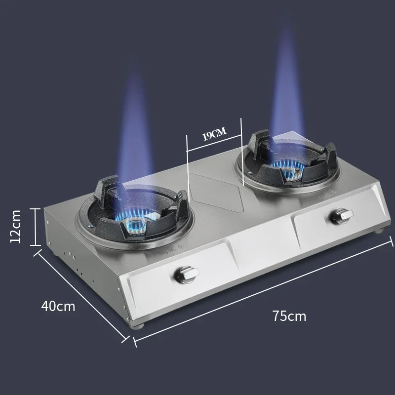 موقد غاز فردي مزدوج من الفولاذ المقاوم للصدأ عالي الضغط غاز البترول المسال الطبخ المنزلي التجاري CBD