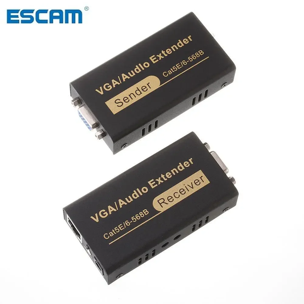 

ESCAM 100M 1080P аудио-видео удлинитель VGA через одиночный RJ45 CAT5e/6 отправитель и приемник