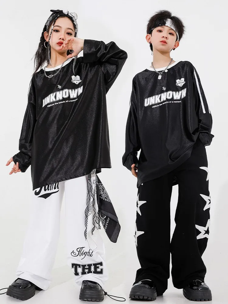 Trajes de baile callejero para niñas, trajes de actuación, disfraces de moda de hip-hop, reflectantes de hip-hop para niños