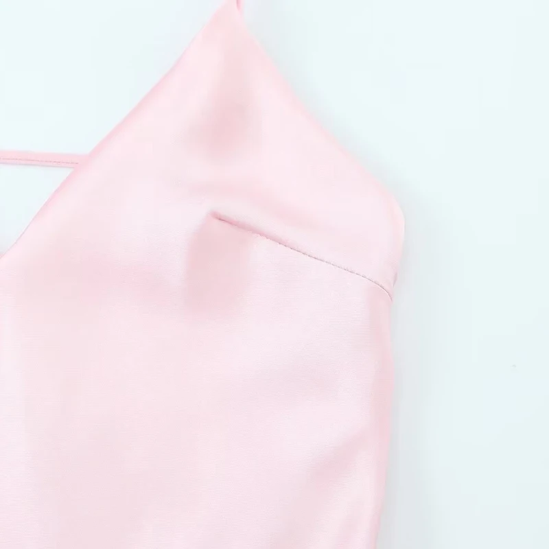 Damen-Slip-Kleid, gelb, Sommer 2022, Damen-Satin, V-Ausschnitt, Partykleider, elegant, sexy, locker, ärmellos, rückenfrei, Bankett, schickes Kleid