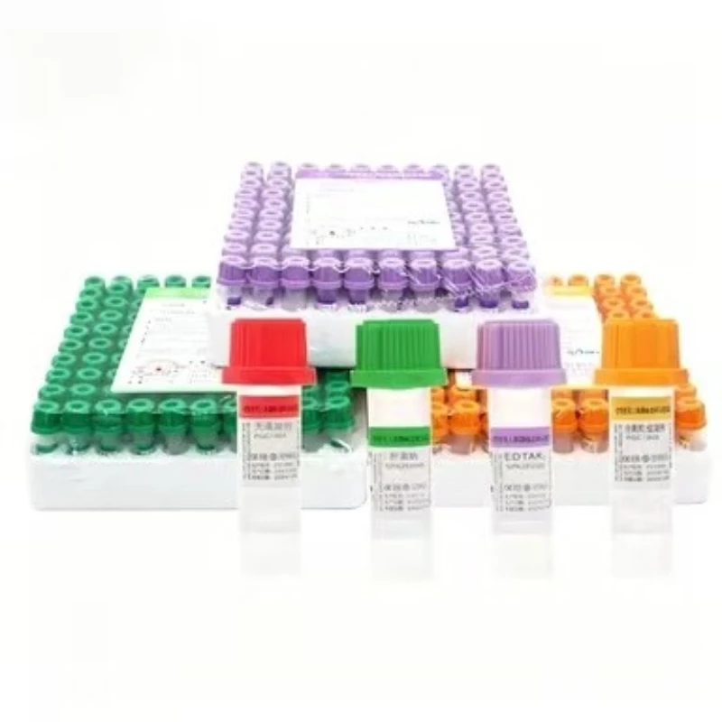 100 Sterile micro Blood Collection Tubes EDTA K2 K3 0.5ml 1ml Plastic Disposable Heparin Lithium Sodium Test Tube