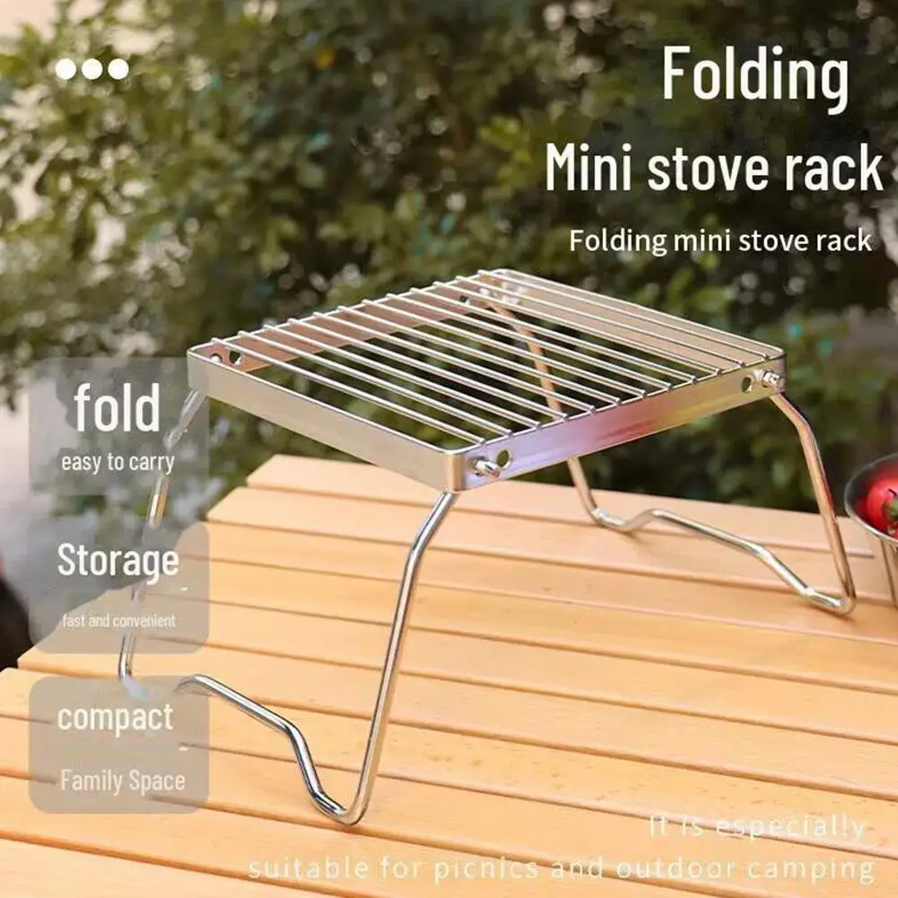 

Outdoor Stainless Steel Stove Holder Camping Portable Folding Mini Barbecue Rack Set Pot Holder Baking Tray Holder