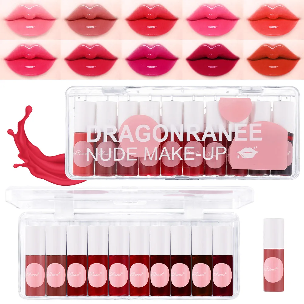 Lucidalabbra liquido tinto a specchio Smalto per labbra Confezione da 10 Facile da colorare Idratante Glitter Lucidalabbra Vetro Tazza antiaderente Lucidalabbra non sbiadito Glitter fine Lucidalabbra perlescente Smalto per labbra Specchio Set di 10 colori Liquido per labbra