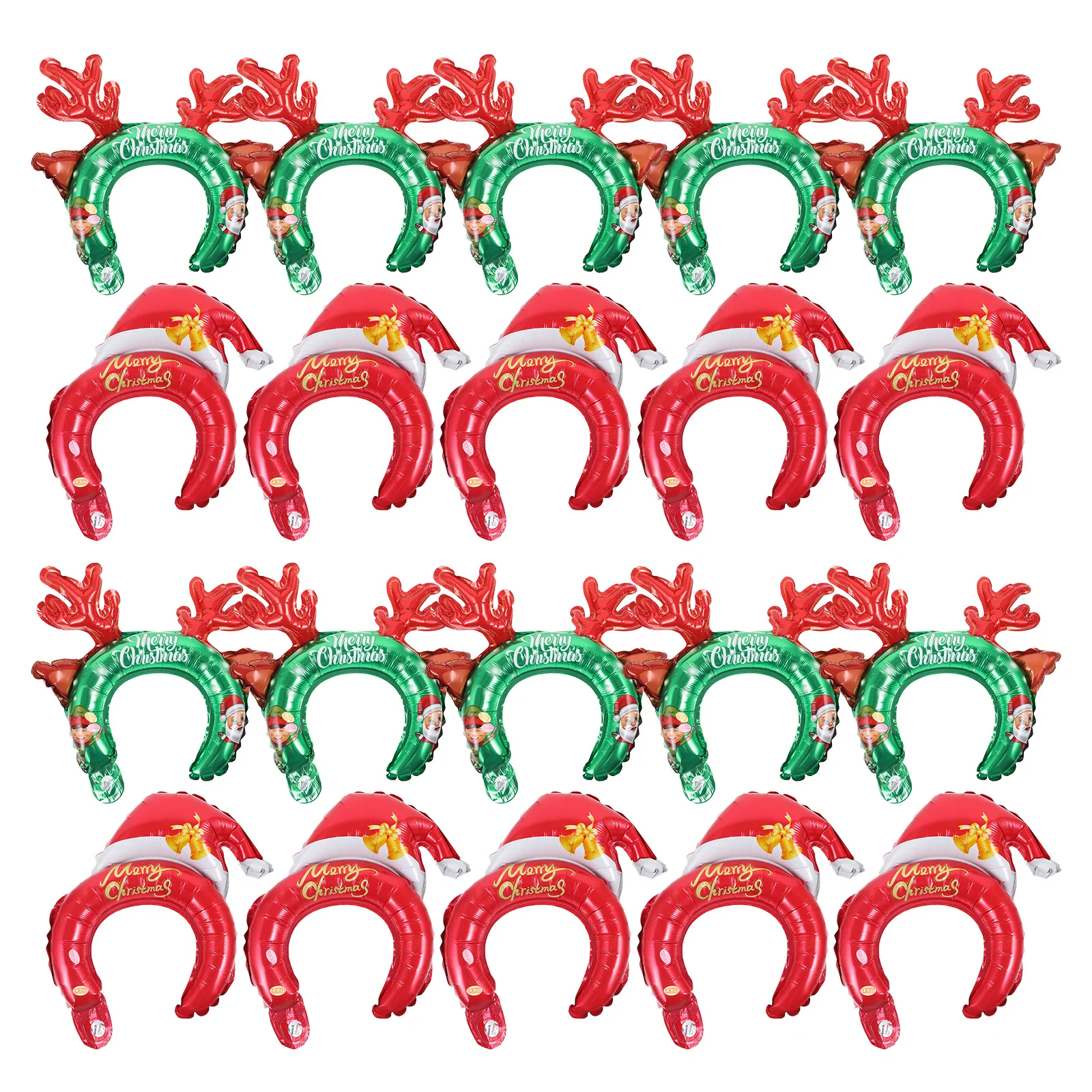 

20Pcs Christmas Inflatable Party Headbands Cartoon Balloon Hairbands Kids Photo Props Party Accessories Mini Balloons