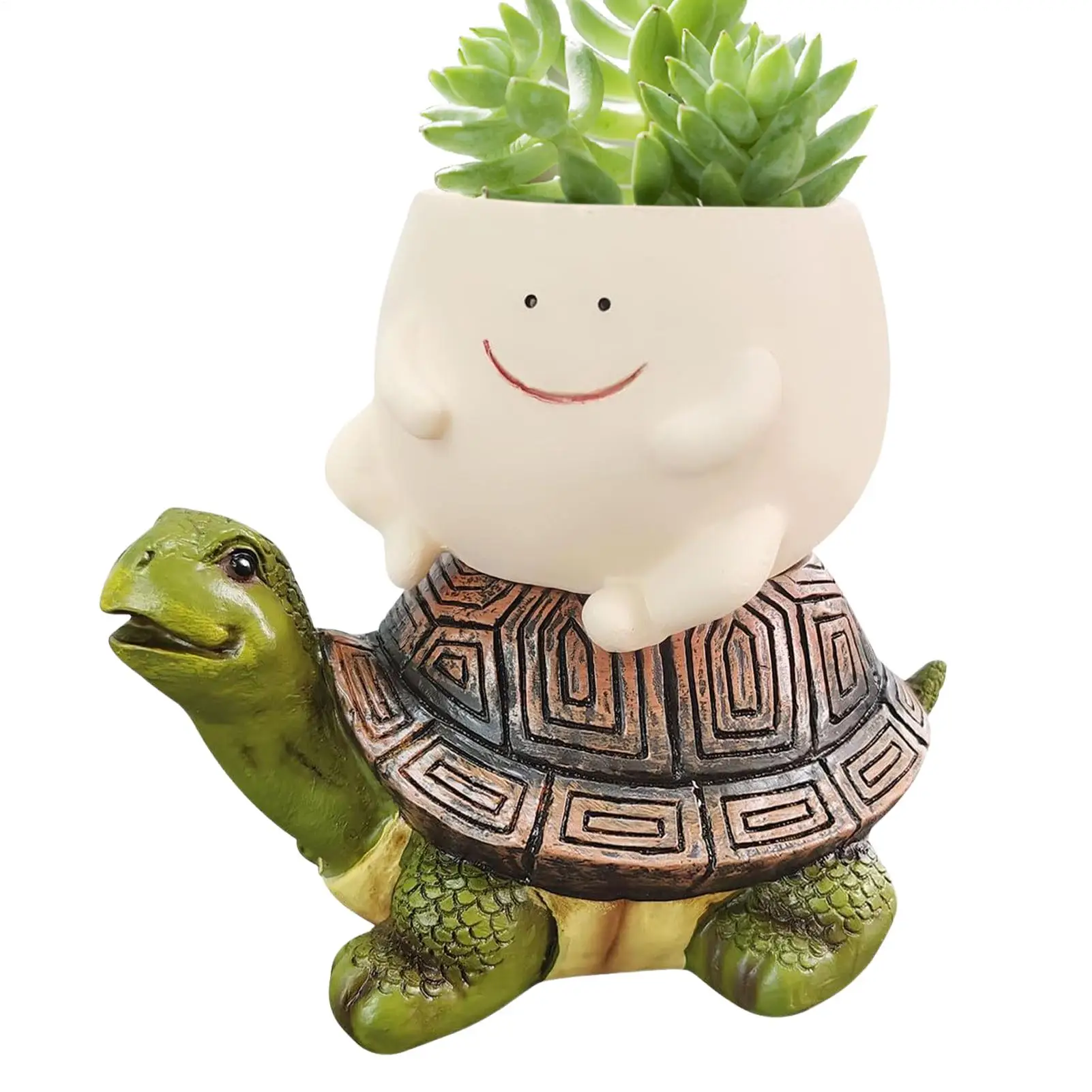 

Plant Pot Cute Resin Houseplant Planter Decorative Turtle Riding Planter For Home Living Room Yard Terrace Courtyard Porch