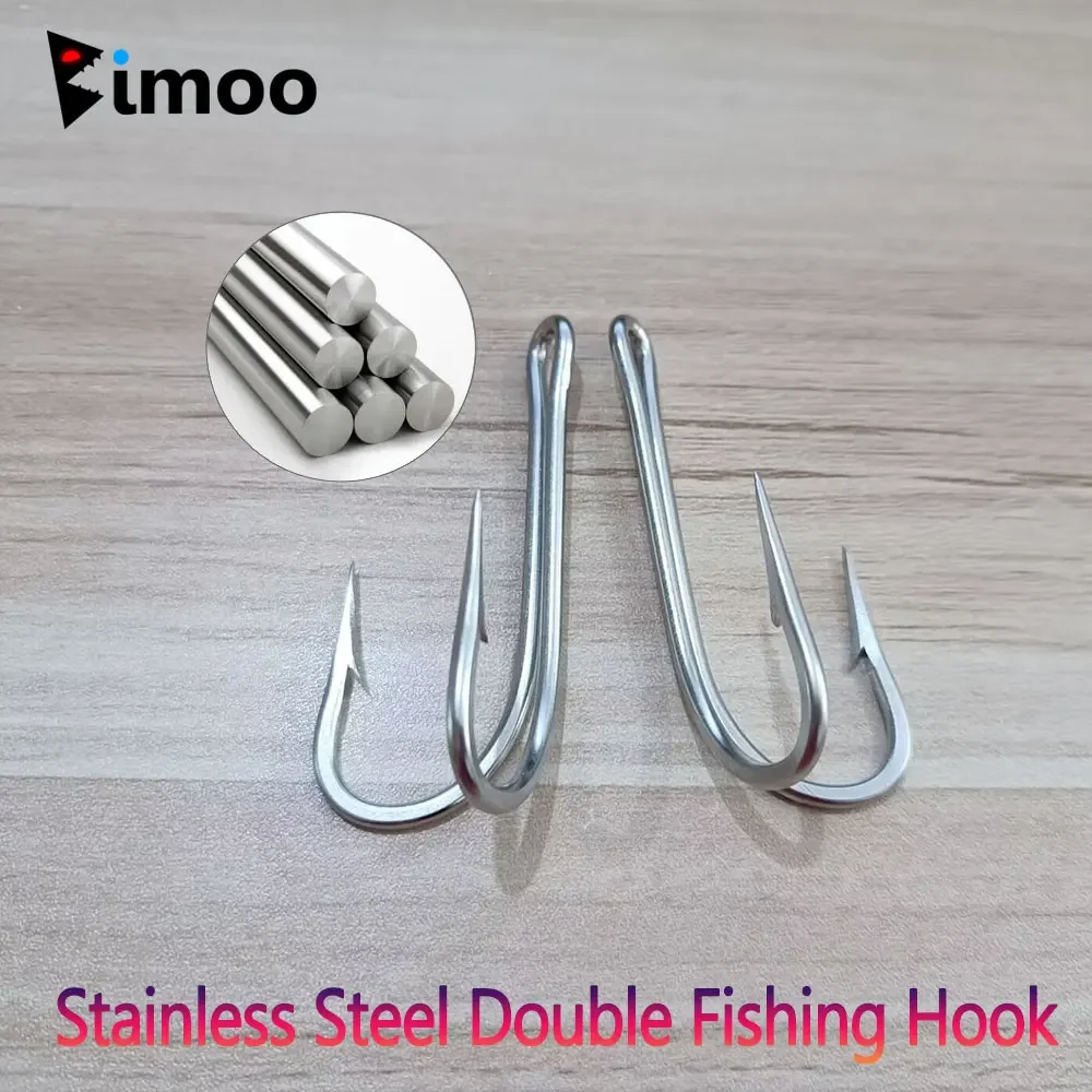 

Bimoo Heavy-duty Stainless Steel Fishing Double Hook Crank Barbed Jig Duple Hook Saltwater Fishing Soft Lure Fish Accessories