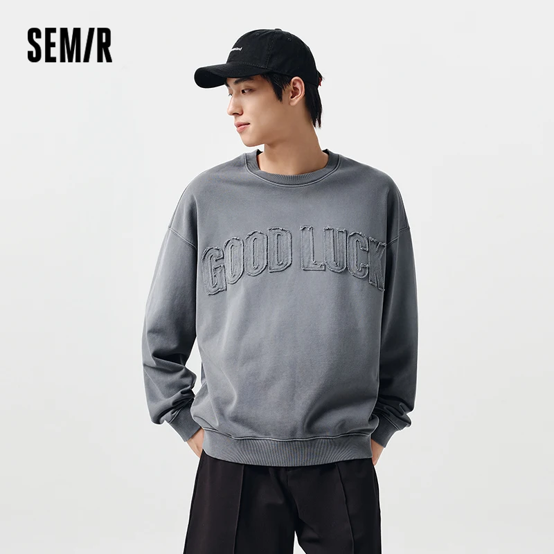 

Semir Men's Gradient Vintage Washed Embroidered Hoodie - Heavyweight Oversize Spring Street Style with Edgy Flair