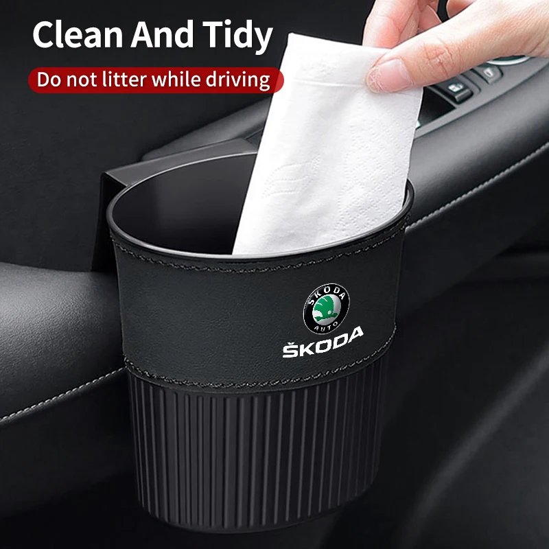 Car Door Trash Can Seatback Cup Holder Tools Storage Box Accessories For Skoda Octavia Rapid Kodiaq Superb Derivative Karoq Fabi