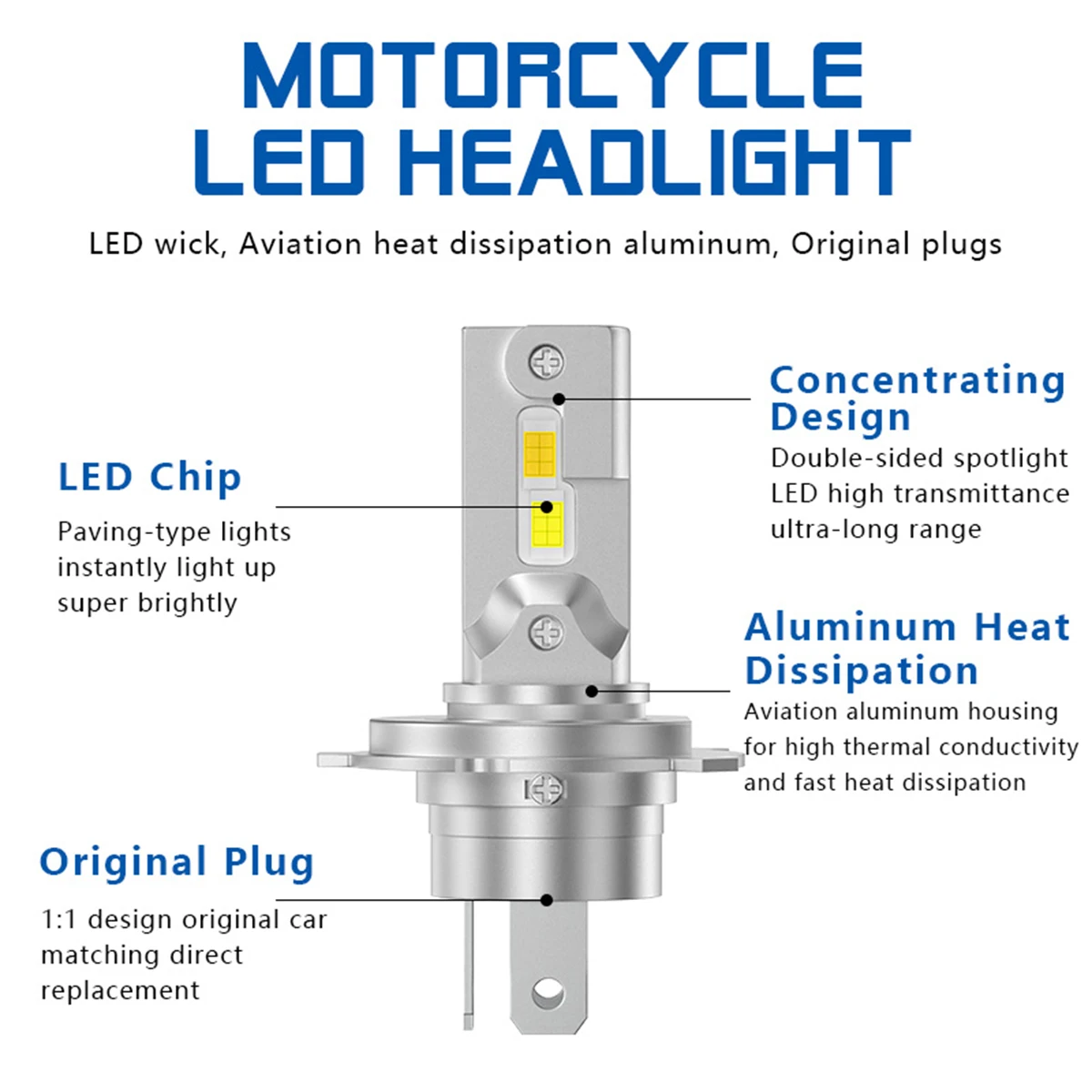 1x H4 LED Motorcycle Headlight H6 BA20D P15D CSP Led White Yellow Hi/Lo Beam Spotlight Motorbike Scooter Running Lamp 12V