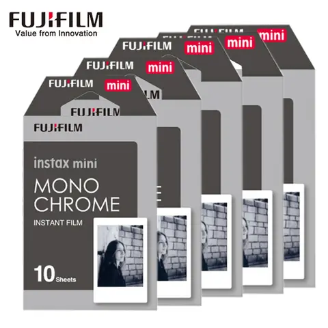10-100 vellen Fujifilm Fuji Instax Mini 12 11 8 9 Zwart-wit monochrome films voor Instant Mini 8 9 7s 25 camera fotopapier