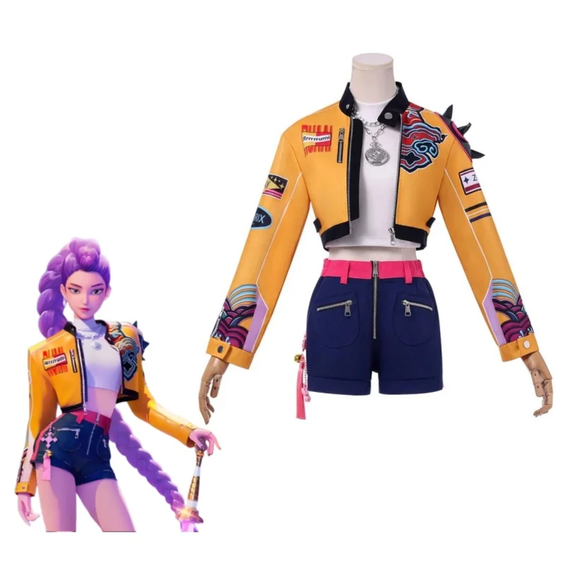 

Kids Adults Cosplay Costume Kpop Demon Hunters Rumi Wig Women Girls Halloween Carnival Comic-con Party Role Playing Outfits