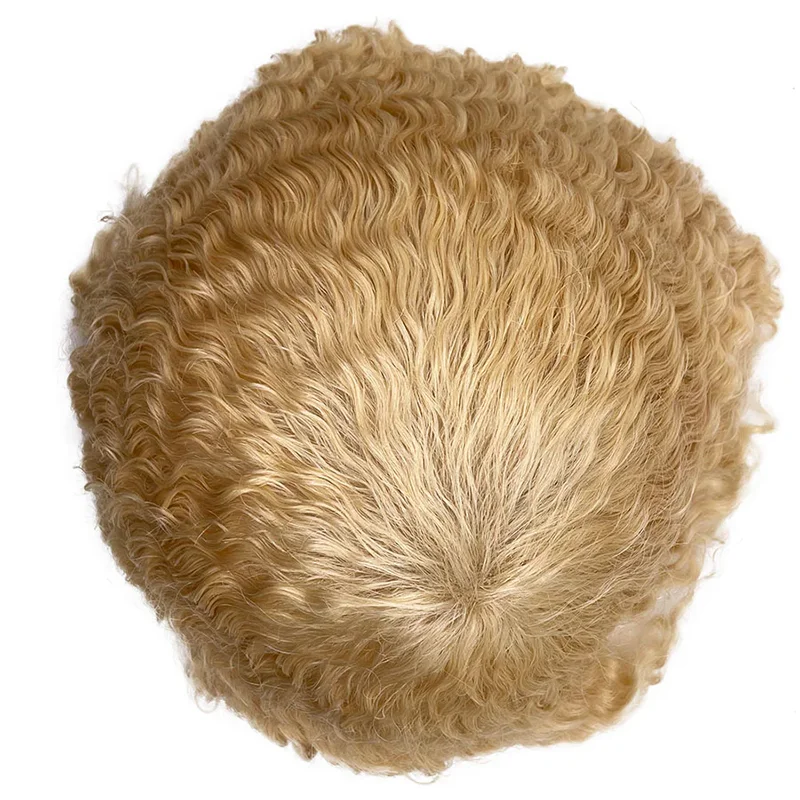 Blonde 613 volle Spitze Toupet Perücken für schwarze Männer 6 "Afro Perücke für Männer hochwertige männliche Haarprothese 100 % Echthaar Männer Perücke