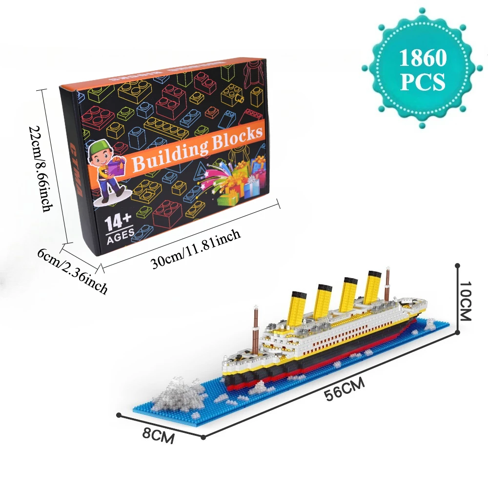 Luxe Titanic Cruiseschip Bouwstenen Monteer Model Boot Bakstenen Collectie Bouwspeelgoed voor Verjaardagscadeau voor kinderen