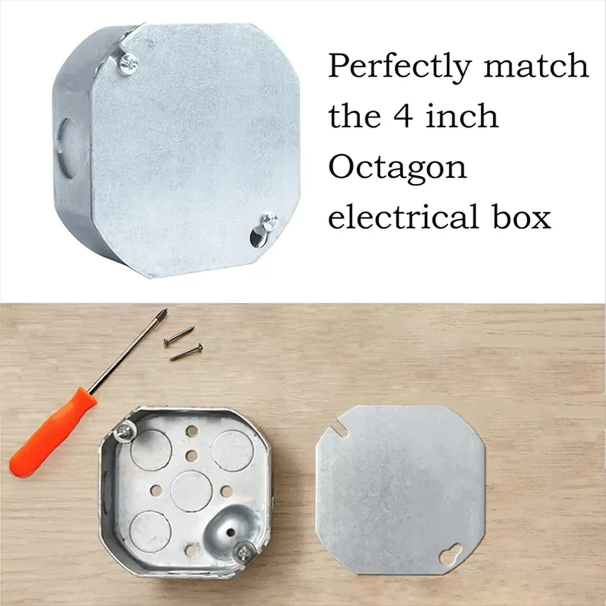 COFA 4 Packs Octagon Electrical Box Cover, Galvanized Steel Metal Junction Box Covers, Outlet Box Cover for Octagonal Box
