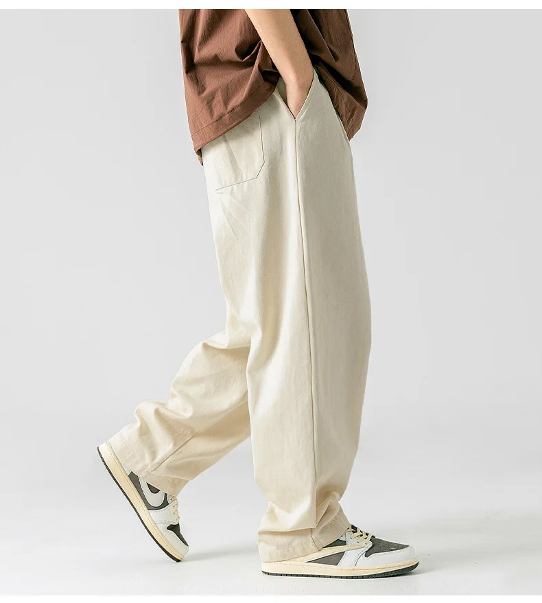 Pure cotton casual pants retro double pleated versatile streetwear track pants sweatpants