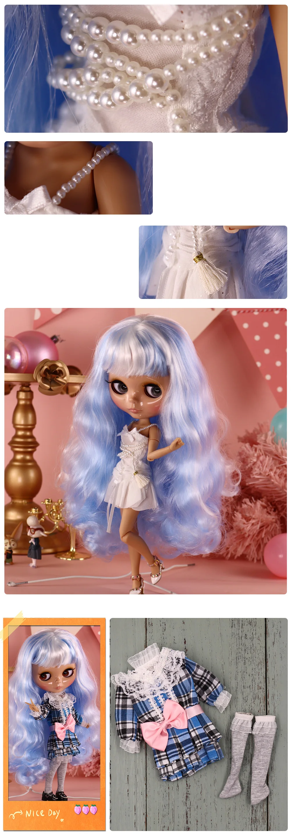 Outfits für ICY DBS Blyth Puppe Bunny Hop Gothic Krankenschwester Kleidung Cosplay Kleid Anzug 1/6 BJD OB24 Anime – Detail 3