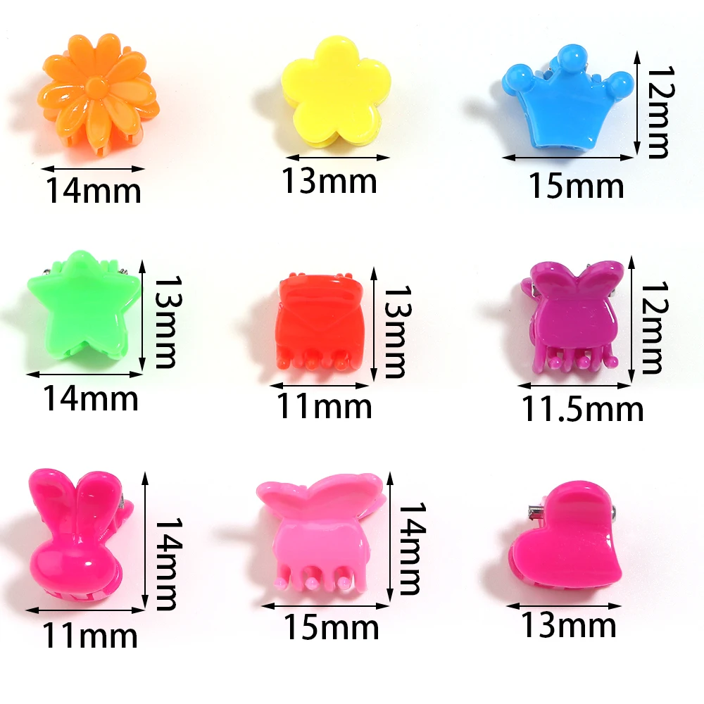 100Pcs Girls Cartoon Hair Clips Cute Small Claw Clips Flower Star Design Children's Fashion Hair Accessories Sweet Mini Hairpin - view 2