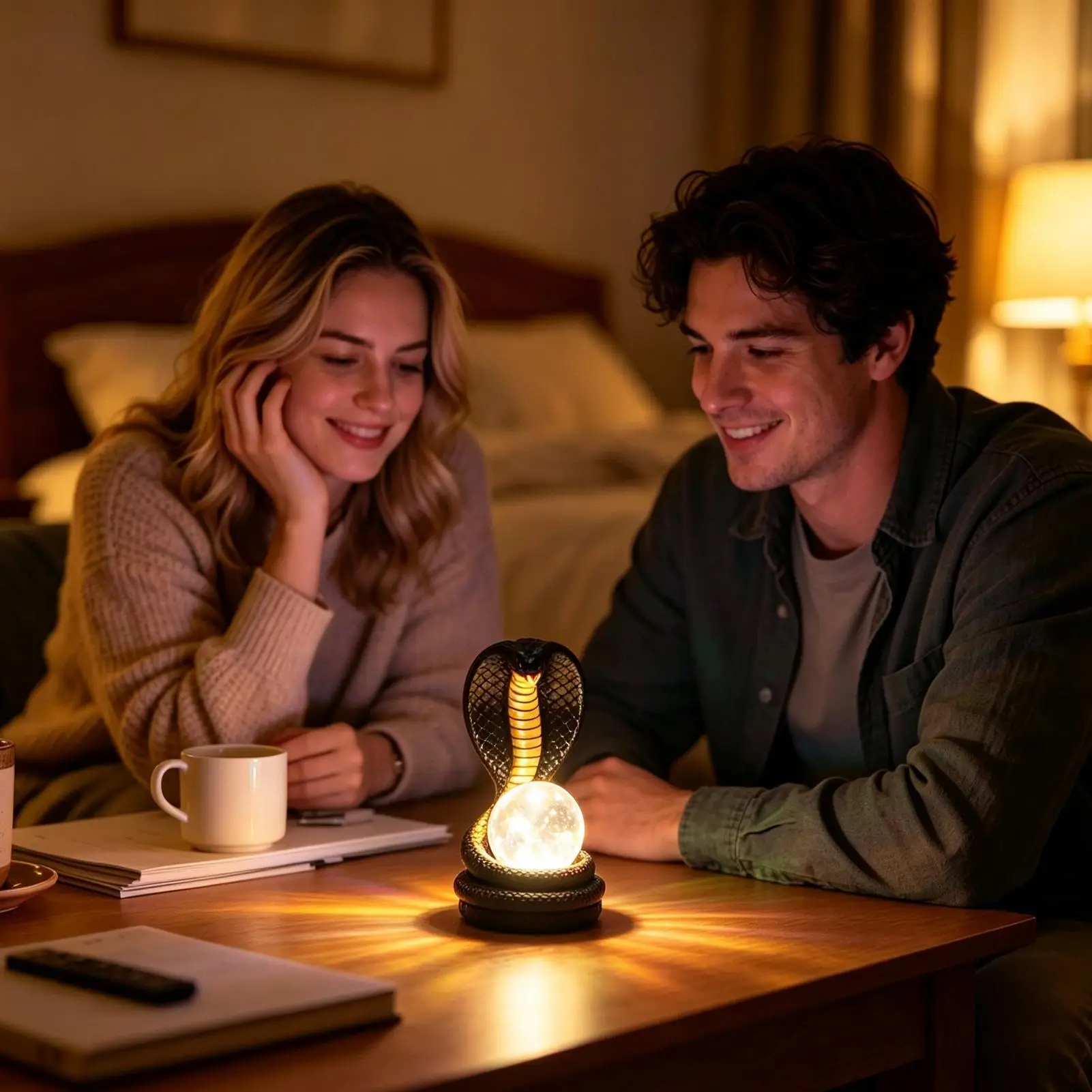 Decorative King Cobra Ambient Light RGB Multi Color LED Desk Ornament Soft Glow Night Lamp For Study Living Room Game Table