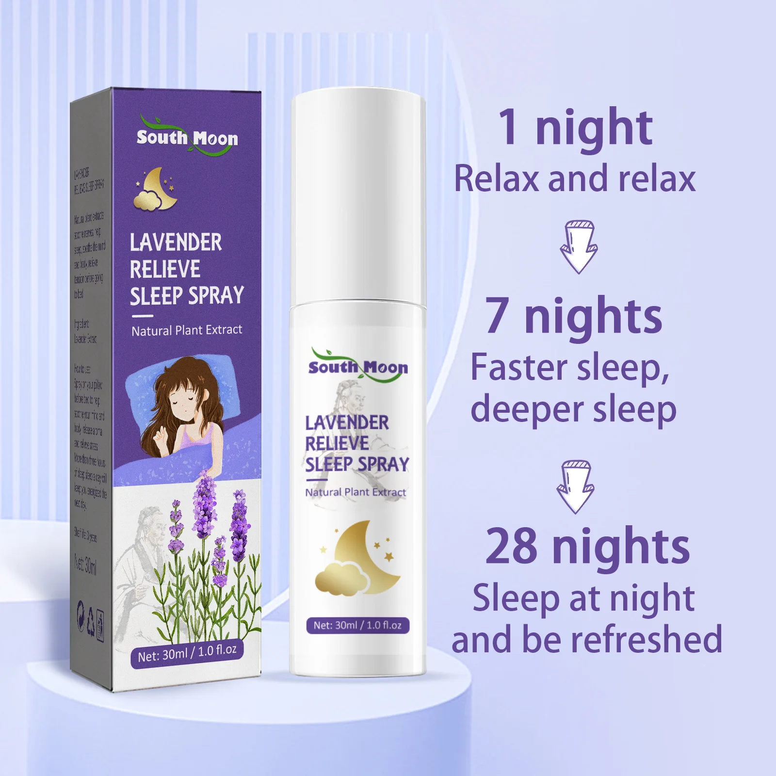 Lavender Insomnia Spray Natural Plant Extract Relieve Stress Soothing Nerves Essential Oil to Help Enjoyable Sleep Health Care