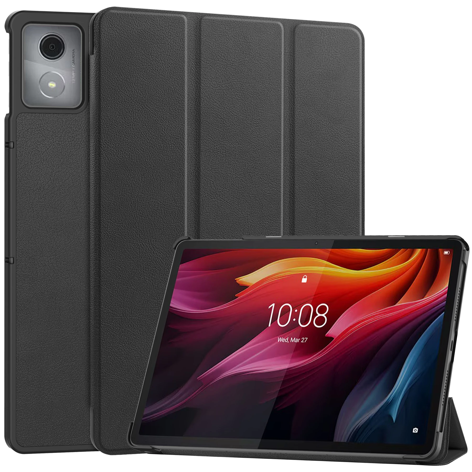 

Leather Case For Lenovo Tab K11 Plus 11.45" TB-352FU TB-352XU Tri-Fold Leather Magnetic Stand Tablet Funda Cover Tempered Glass