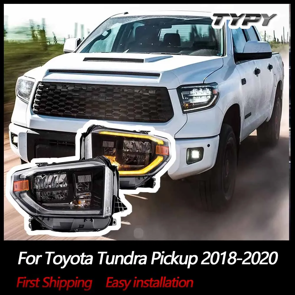 

Car Accessories LED Head Lamps Assembly For 2018 2019 2020 Toyota Tundra Pickup Smoke Lamps Headlights Sequential turning signal