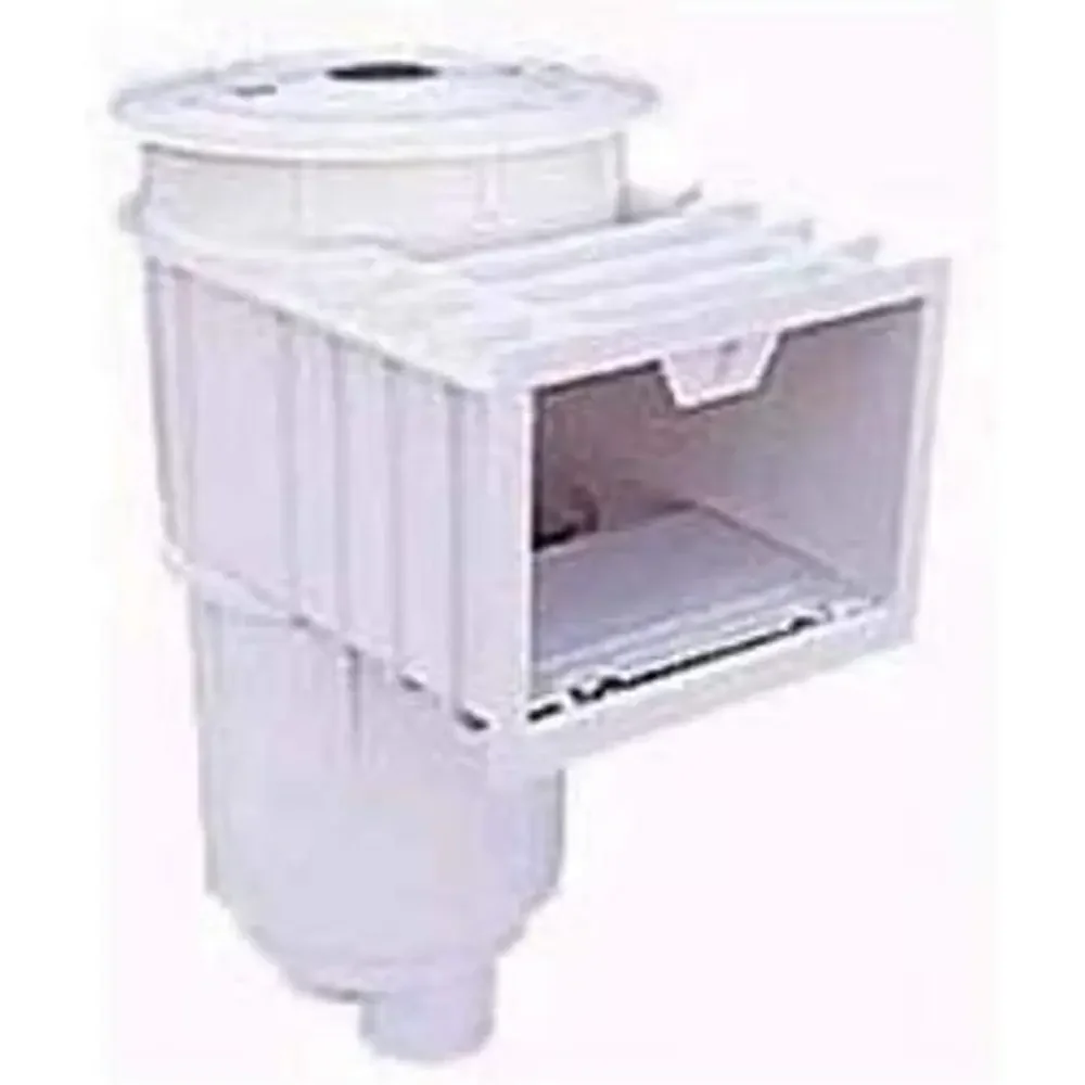 

Inground Pool Skimmer for Concrete Pools, 2 Slip with 1.5 Slip Reducers, White with Tan Lid, No Float