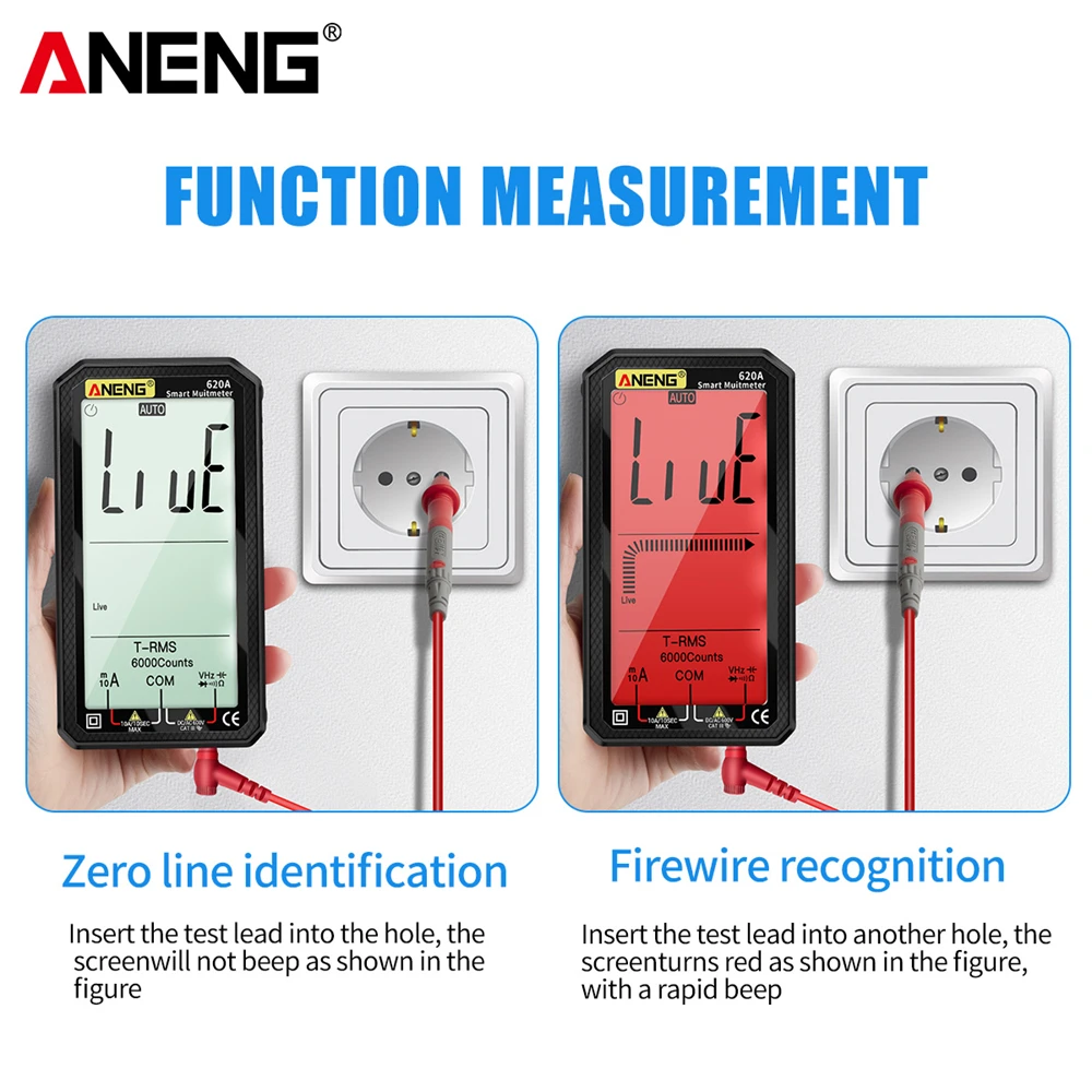 ANENG 620A 6000 Counts Digital Smart Multimeter Transistor Testers True RMS Auto Electrical Capacitance Meter Temp Resistance