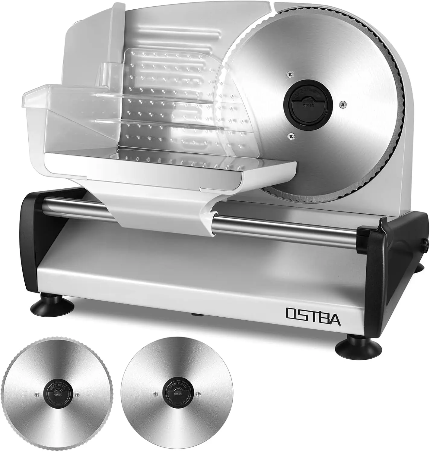 

Electric deli slicer, 2 removable stainless steel blades, adjustable thickness, suitable for family use, child lock
